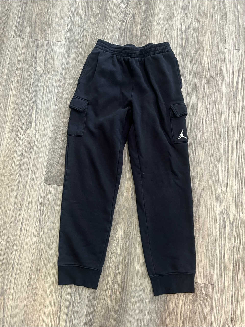 Jordan Kids Black Cargo Joggers with White Jumpman